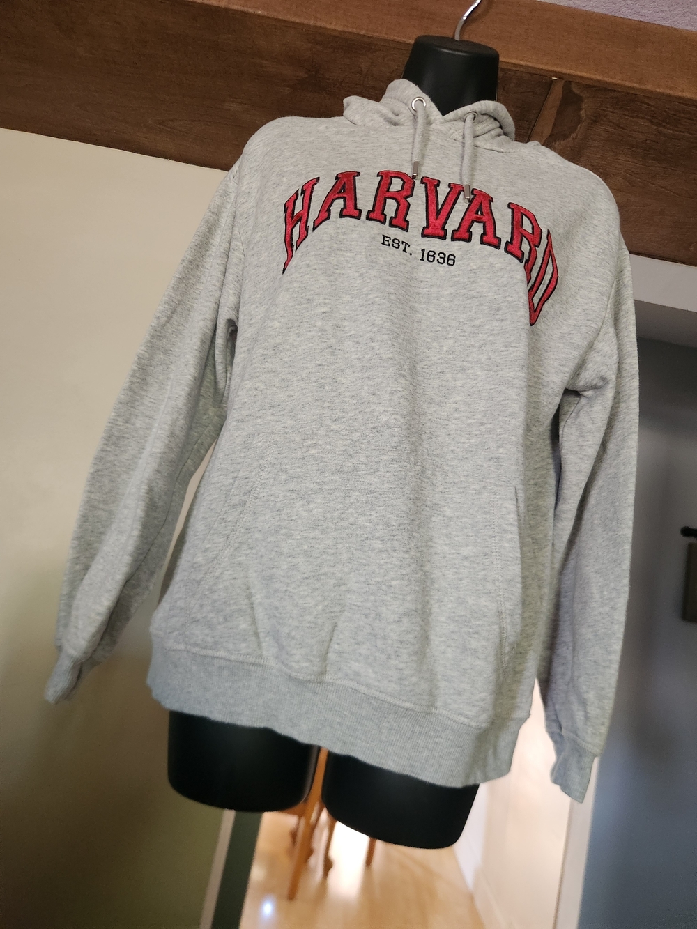 H&M Light Gray Hoodie with Red Harvard Script